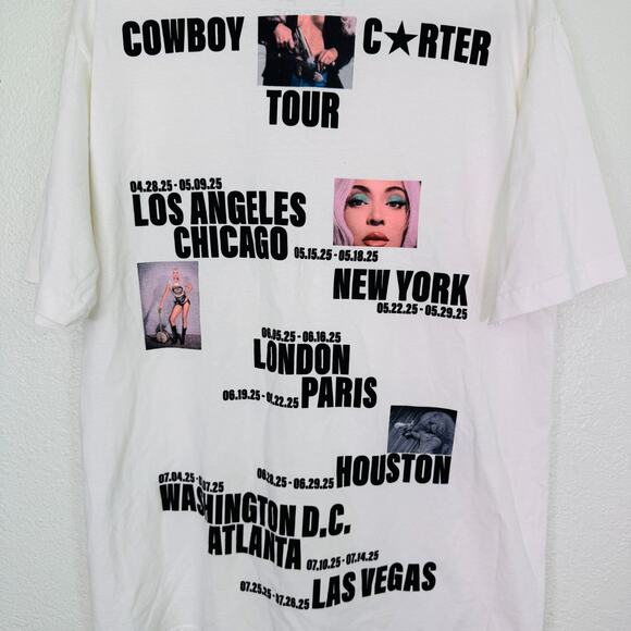Beyonce Cowboy Carter Tour Shirt Large CCT 2025 Merch City Crewneck Tee Tshirt - Picture 5 of 9